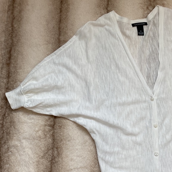 LOGIX Cotton 100% White Cardigan front button blouse - Picture 8 of 8